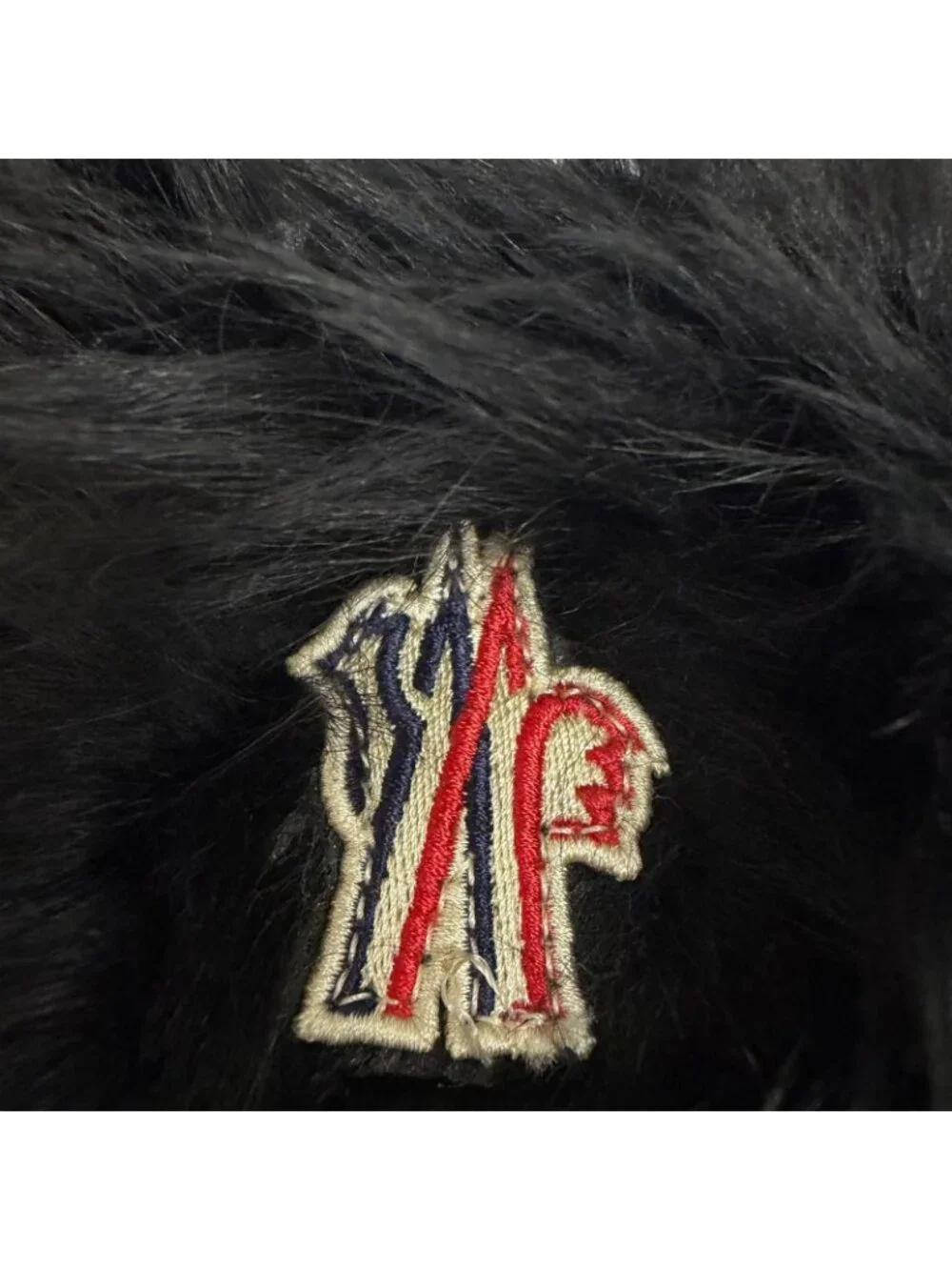 Moncler Caradoc Logo Patch Eco Fur Leather Tote Black